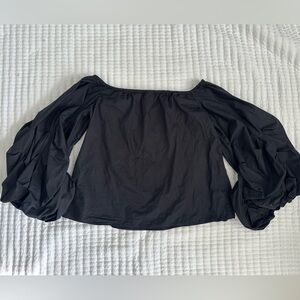 Guest Editor Anthropologie Puff Sleeve Off the shoulder Top blouse Sz L Black
